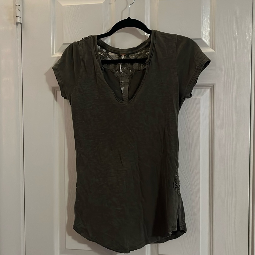 Free People Lacy Back Detail T Shirt